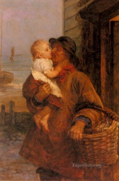 Frederick Morgan Painting - A Welcome For Daddy rural family Frederick E Morgan